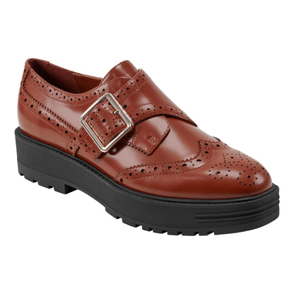 Marc Fisher Remona Leather Monk Strap Loafer - Brown Leather