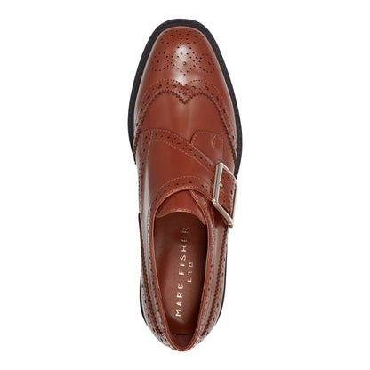Marc Fisher Remona Leather Monk Strap Loafer - Brown Leather