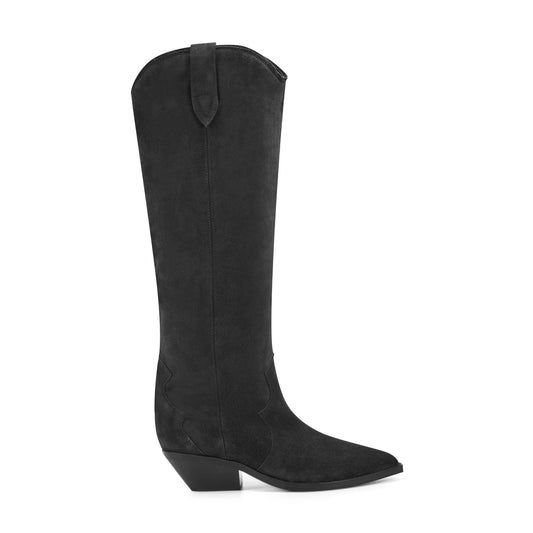 Marc Fisher Ander Leather Western Boot - Dark Blue Suede
