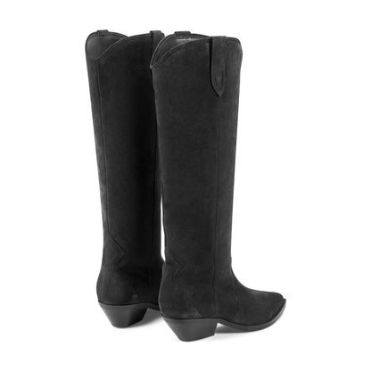 Marc Fisher Ander Leather Western Boot - Dark Blue Suede
