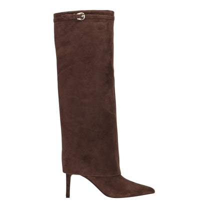 Marc Fisher Naples Leather Boot - Dark Brown Suede