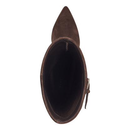 Marc Fisher Naples Leather Boot - Dark Brown Suede