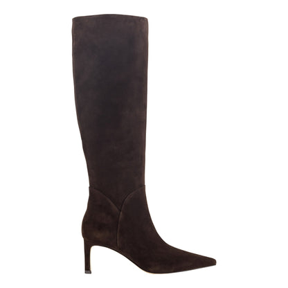 Marc Fisher Sabrina Wide Calf Leather Boot - Dark Brown Suede