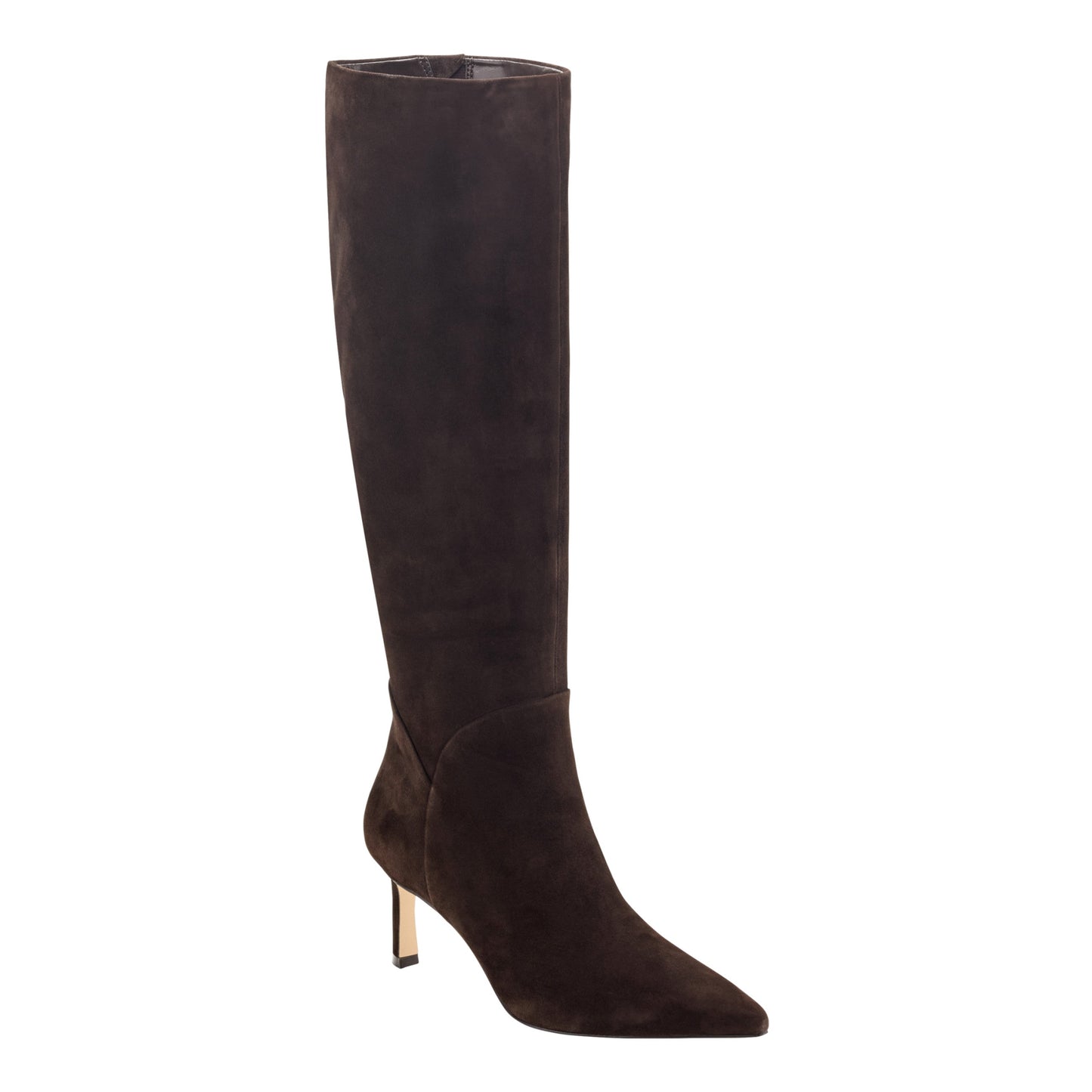 Marc Fisher Sabrina Wide Calf Leather Boot - Dark Brown Suede