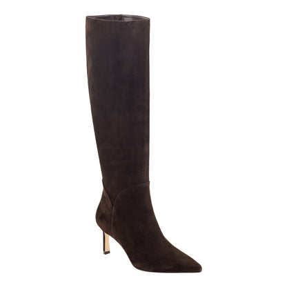 Marc Fisher Sabrina Wide Calf Leather Boot - Dark Brown Suede