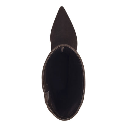 Marc Fisher Sabrina Wide Calf Leather Boot - Dark Brown Suede