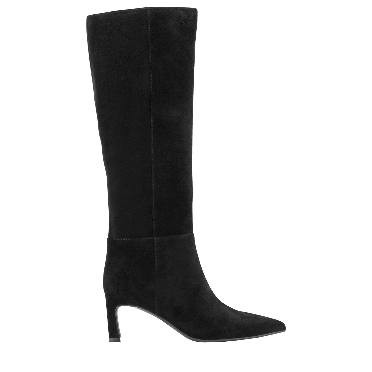 Marc Fisher Lucinda Kitten Heel Leather Boot - Black Suede