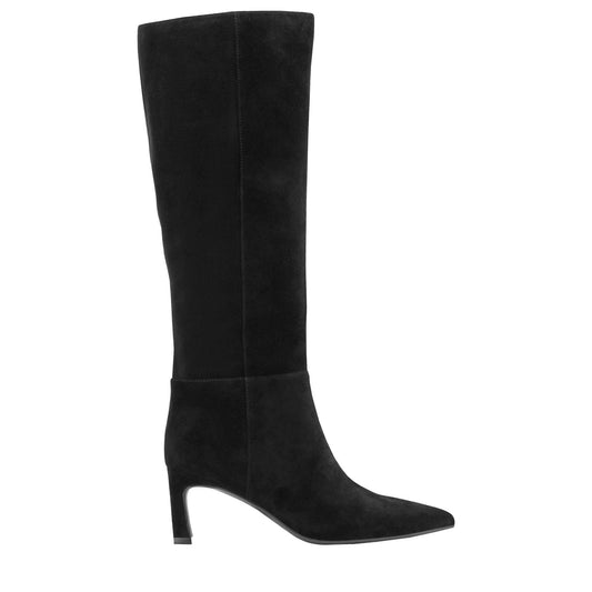 Marc Fisher Lucinda Kitten Heel Leather Boot - Black Suede