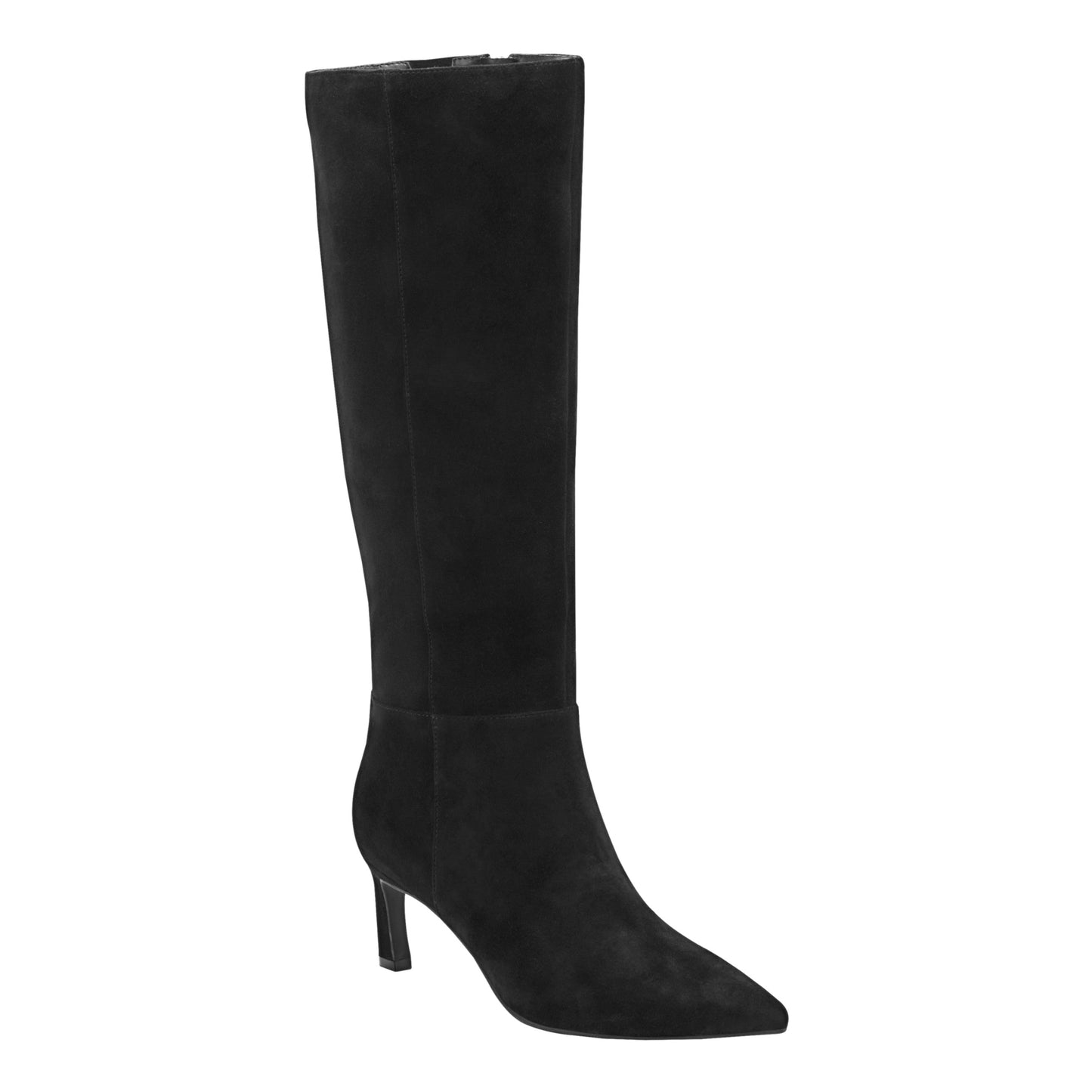 Marc Fisher Lucinda Kitten Heel Leather Boot - Black Suede