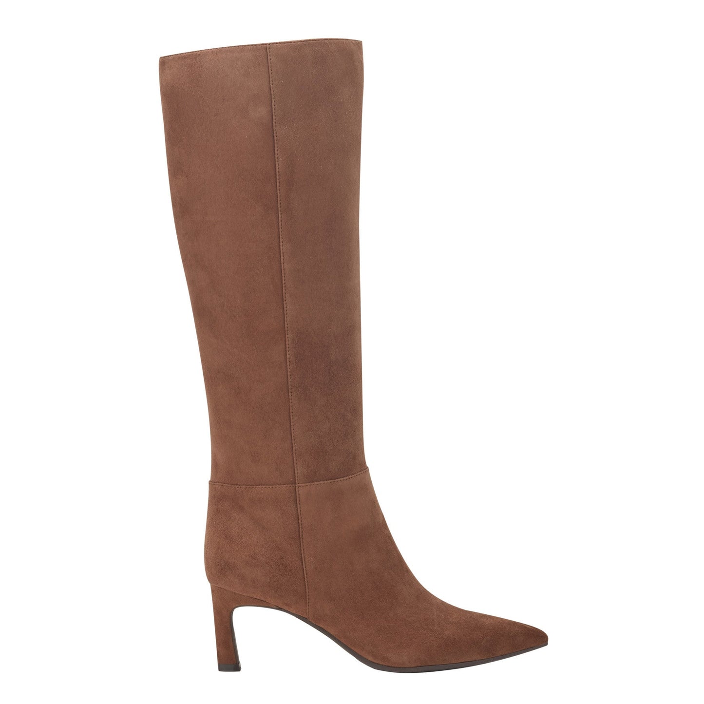 Marc Fisher Lucinda Kitten Heel Leather Boot - Tan Suede