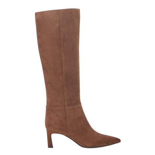 Marc Fisher Lucinda Kitten Heel Leather Boot - Tan Suede
