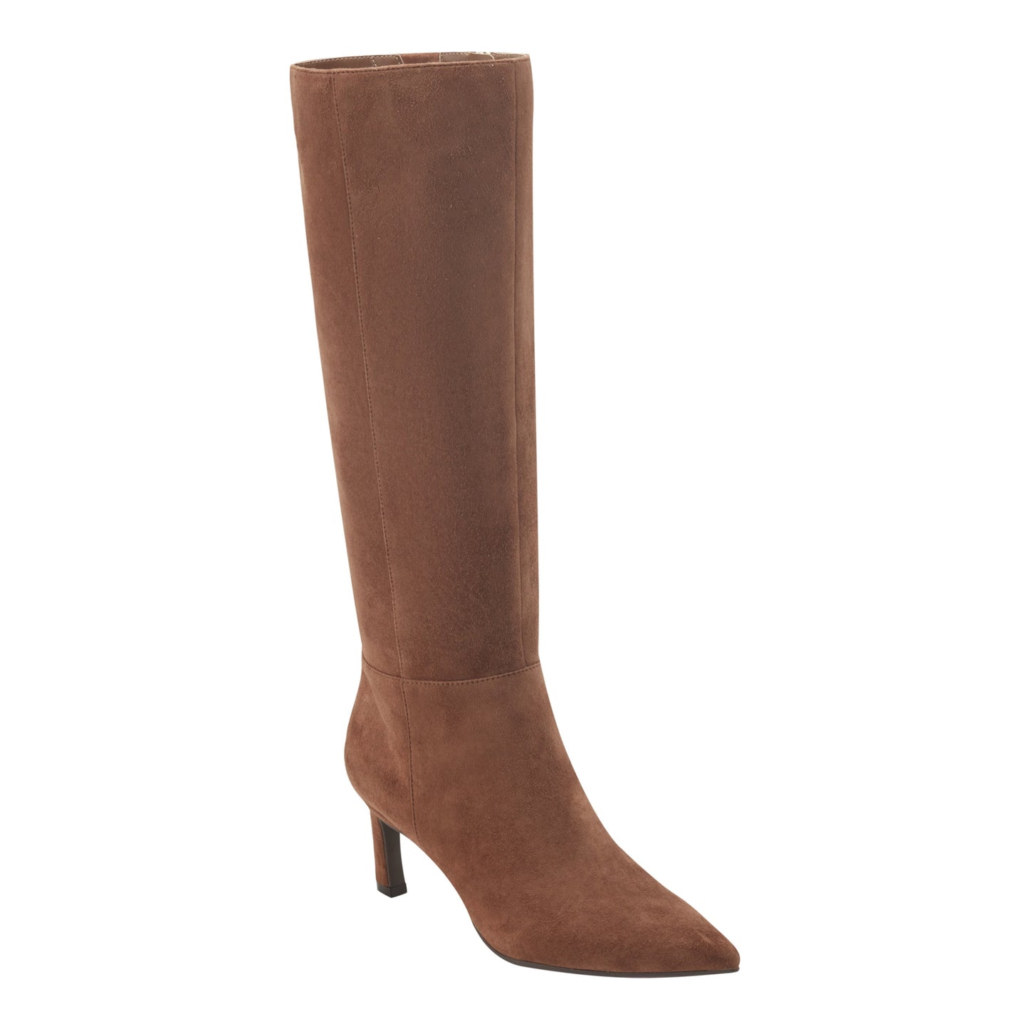 Marc Fisher Lucinda Kitten Heel Leather Boot - Tan Suede