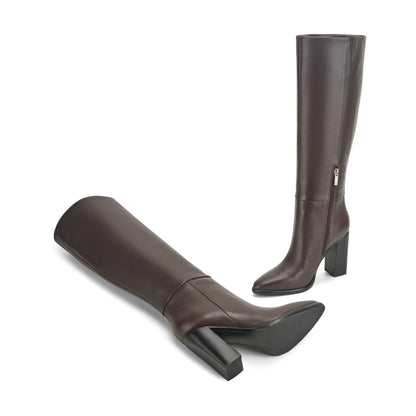Marc Fisher Lannie Dress Leather Boot - Dark Merlot Leather