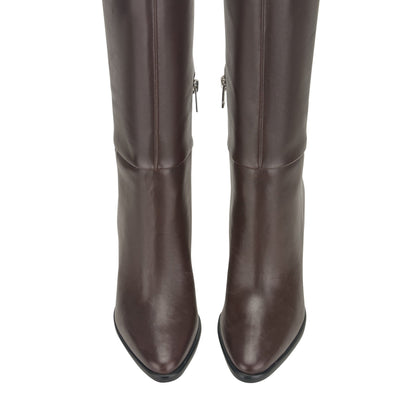 Marc Fisher Lannie Dress Leather Boot - Dark Merlot Leather