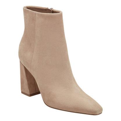 Marc Fisher Yanara Heeled Leather Bootie - Cognac Suede