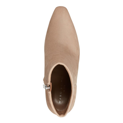 Marc Fisher Yanara Heeled Leather Bootie - Cognac Suede