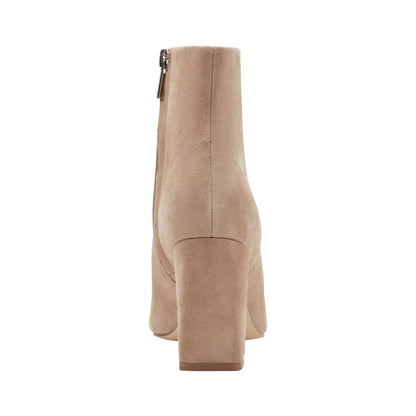 Marc Fisher Yanara Heeled Leather Bootie - Cognac Suede