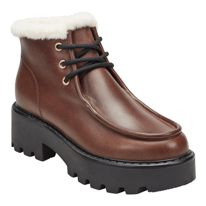 Marc Fisher Percy Lug Sole Bootie - Dark Brown Leather