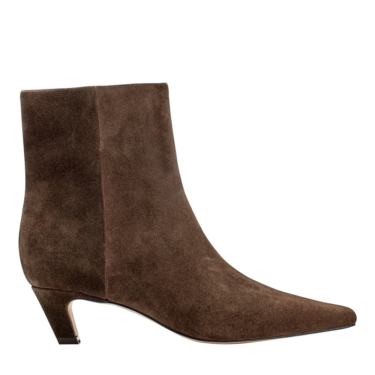 Marc Fisher Danai Kitten Heel Leather Ankle Bootie - Dark Brown Suede
