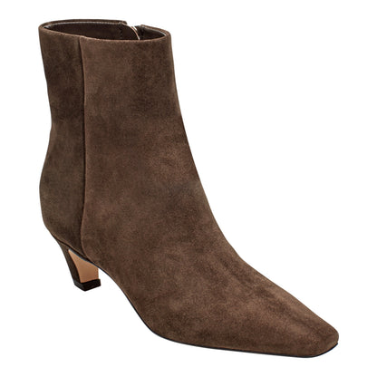 Marc Fisher Danai Kitten Heel Leather Ankle Bootie - Dark Brown Suede