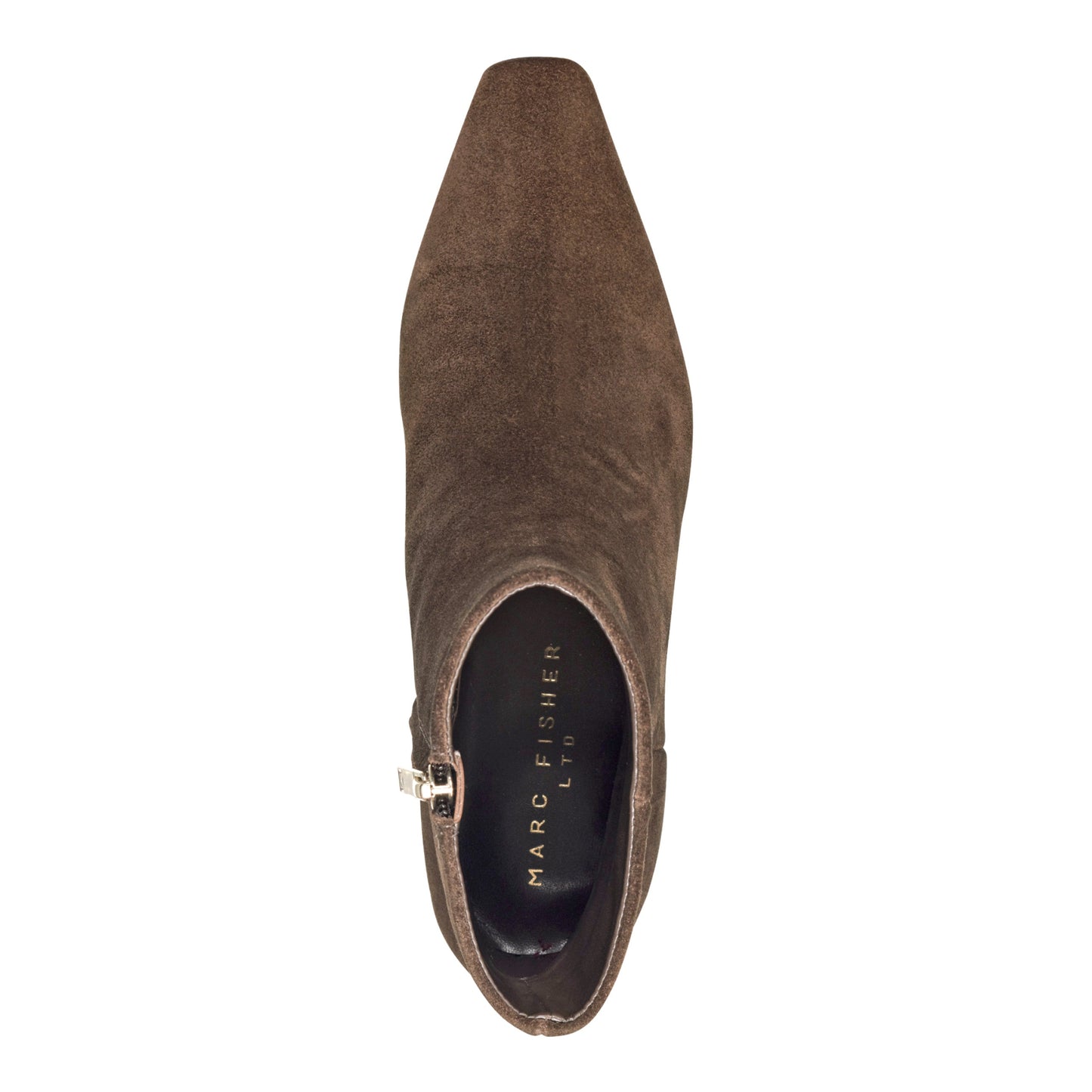 Marc Fisher Danai Kitten Heel Leather Ankle Bootie - Dark Brown Suede