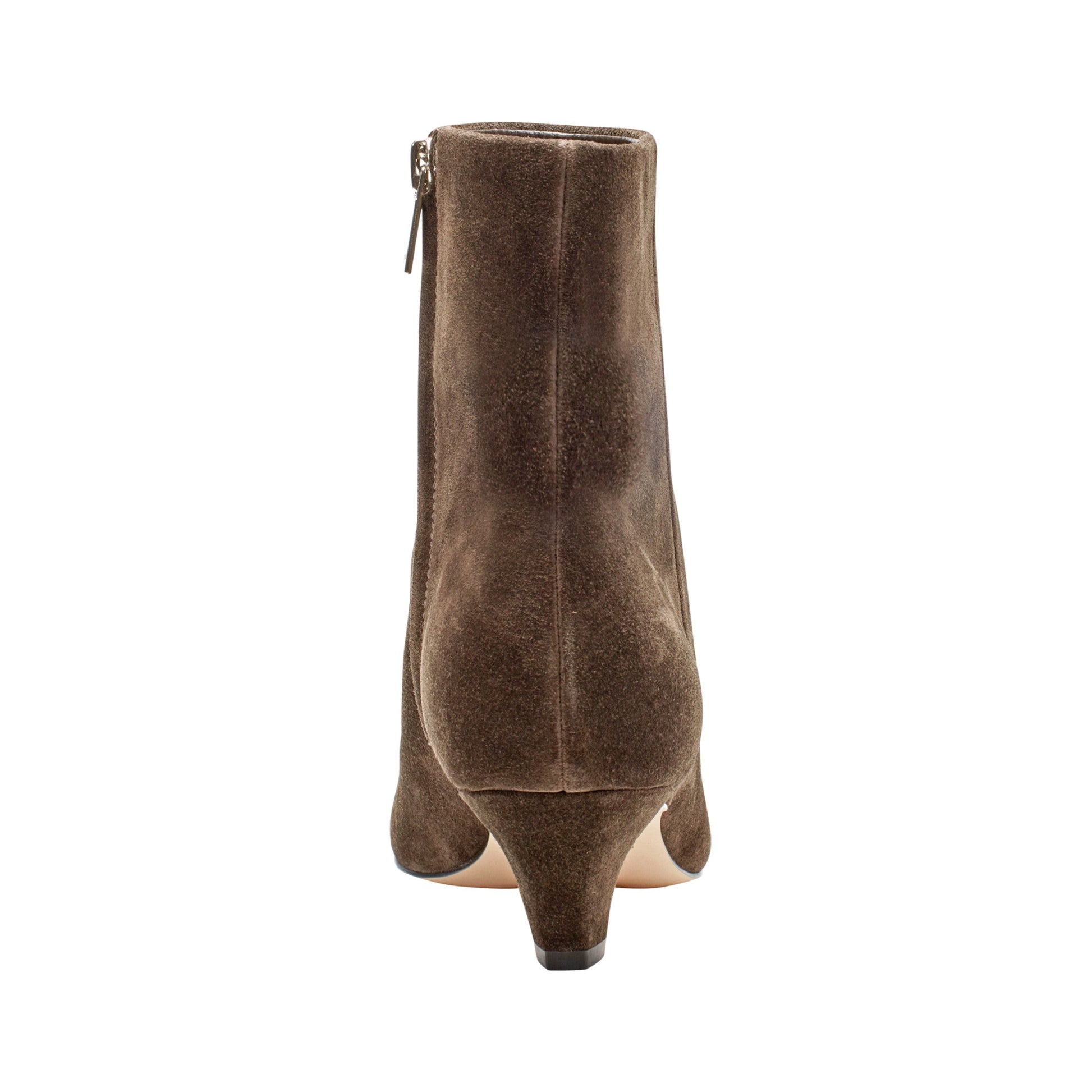 Marc Fisher Danai Kitten Heel Leather Ankle Bootie - Dark Brown Suede