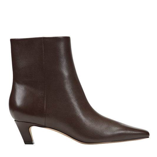 Marc Fisher Danai Kitten Heel Leather Ankle Bootie - Dark Brown Leather