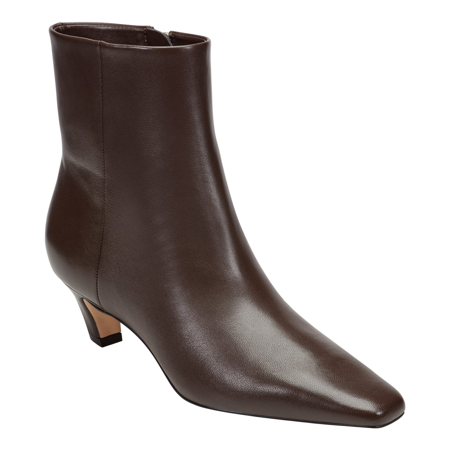 Marc Fisher Danai Kitten Heel Leather Ankle Bootie - Dark Brown Leather
