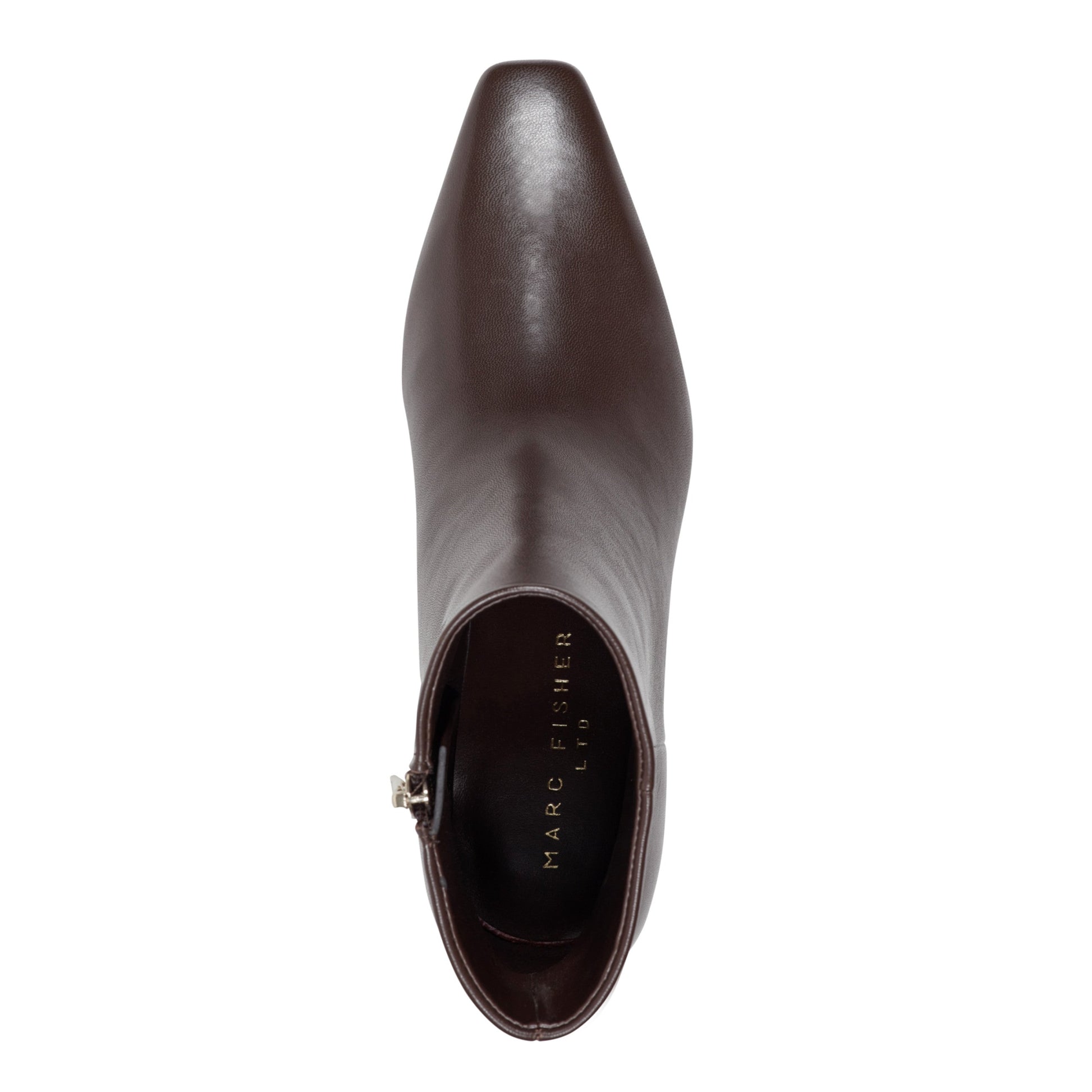 Marc Fisher Danai Kitten Heel Leather Ankle Bootie - Dark Brown Leather