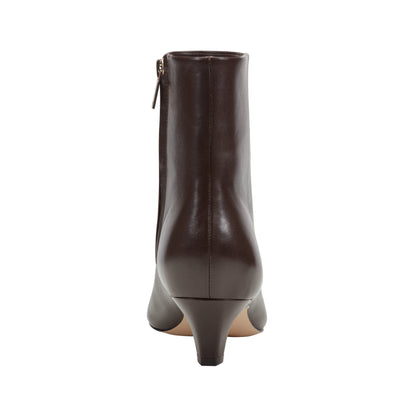 Marc Fisher Danai Kitten Heel Leather Ankle Bootie - Dark Brown Leather