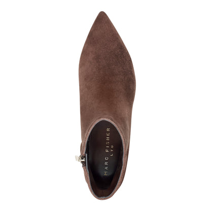 Marc Fisher Itzia Ankle Leather Bootie - Dark Brown Suede
