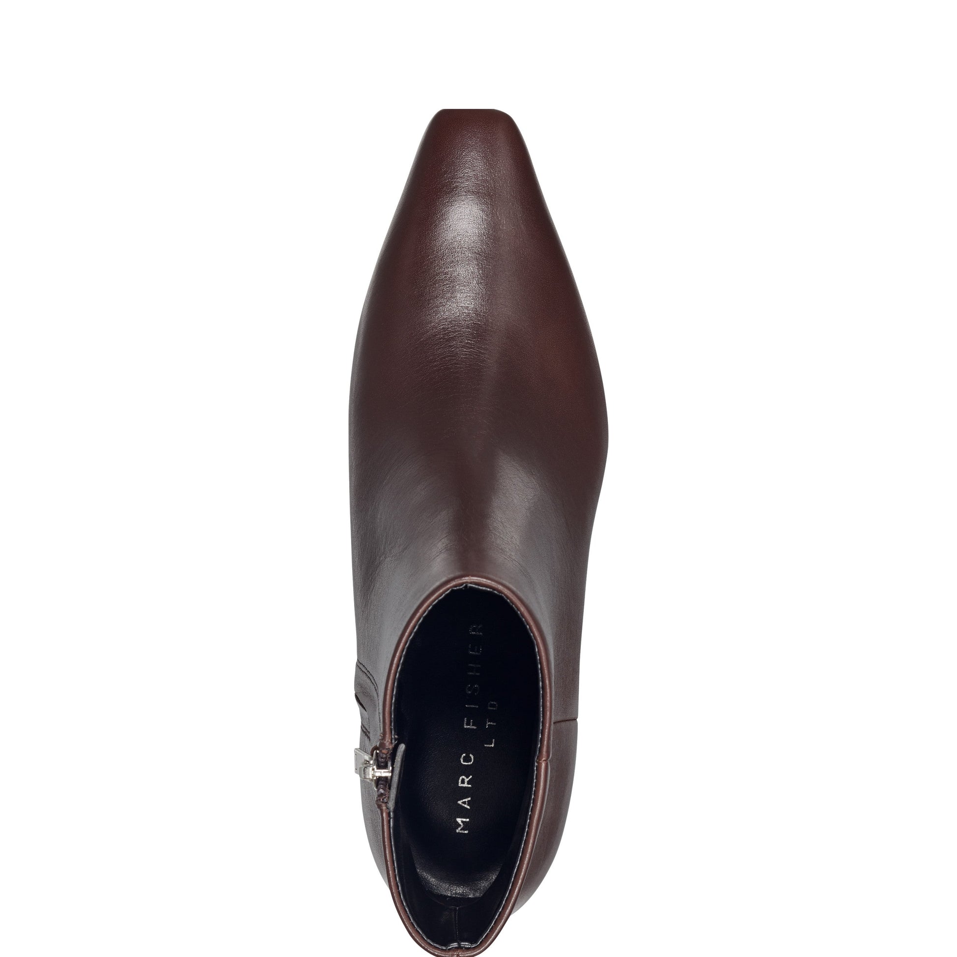 Marc Fisher Kiona Kitten Heel Leather Ankle Bootie - Dark Brown Leather