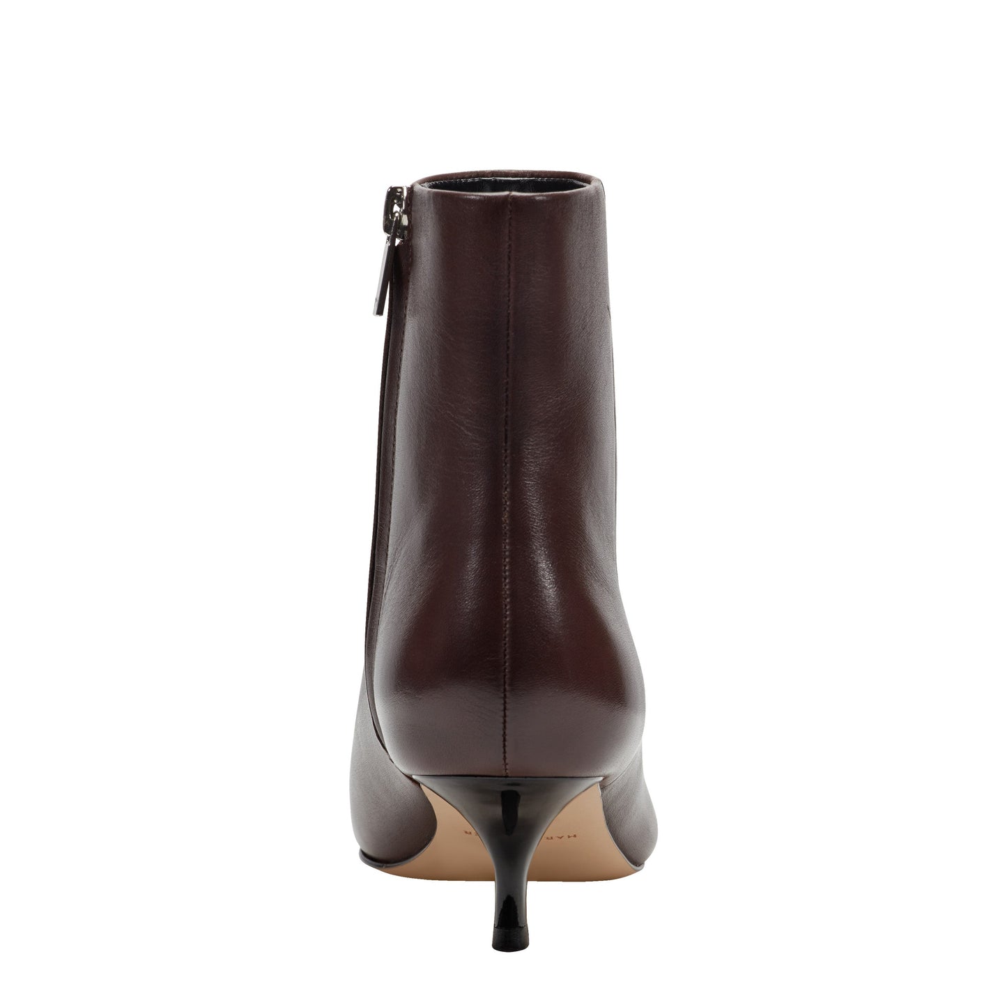 Marc Fisher Kiona Kitten Heel Leather Ankle Bootie - Dark Brown Leather
