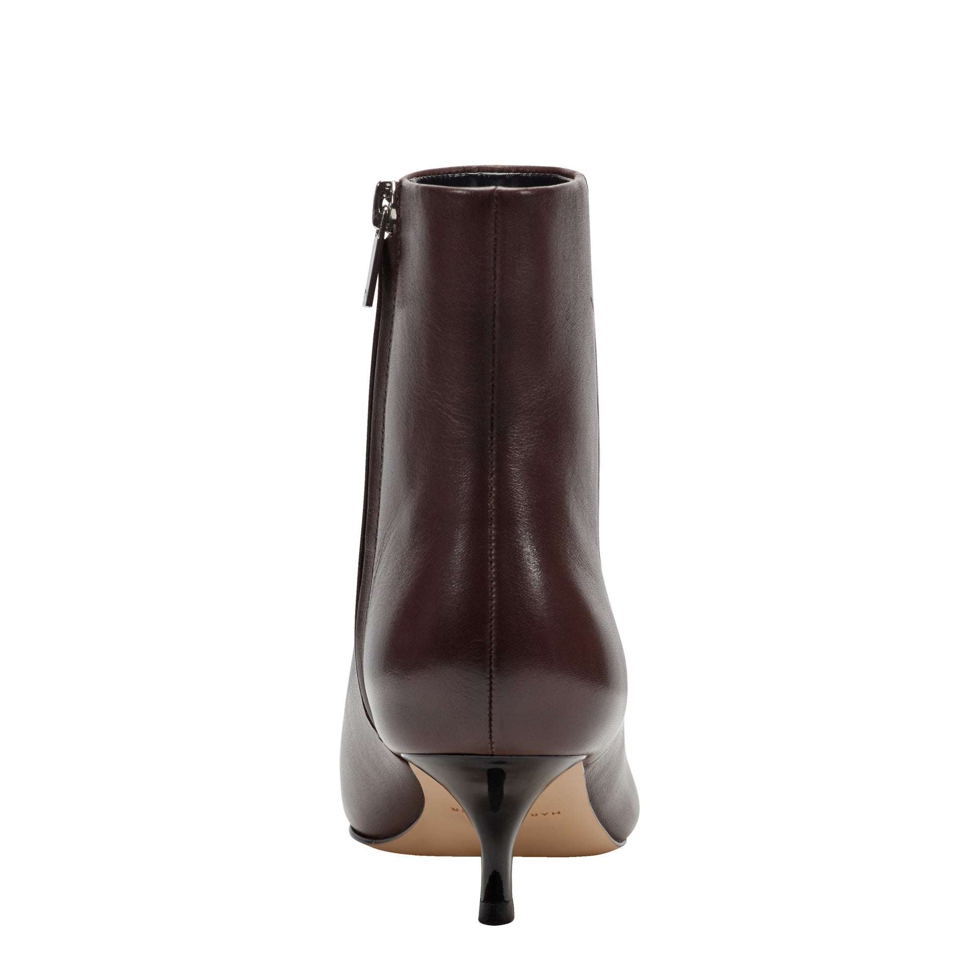 Marc Fisher Kiona Kitten Heel Leather Ankle Bootie - Dark Brown Leather