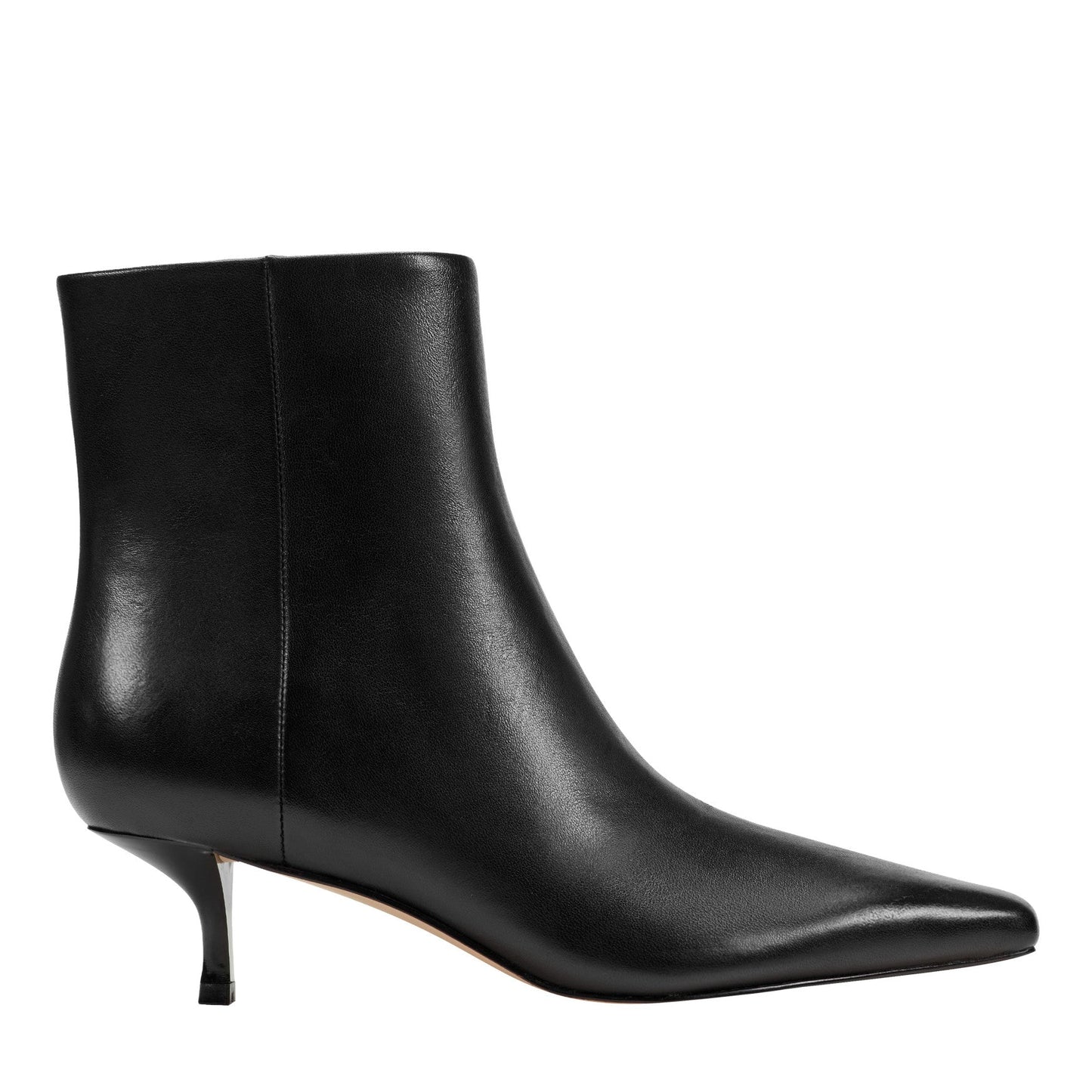 Marc Fisher Kiona Kitten Heel Leather Ankle Bootie - Black Leather