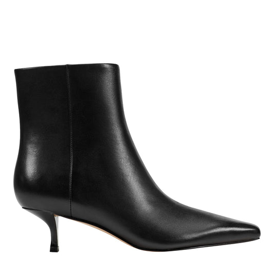 Marc Fisher Kiona Kitten Heel Leather Ankle Bootie - Black Leather