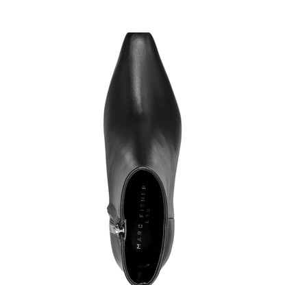 Marc Fisher Kiona Kitten Heel Leather Ankle Bootie - Black Leather