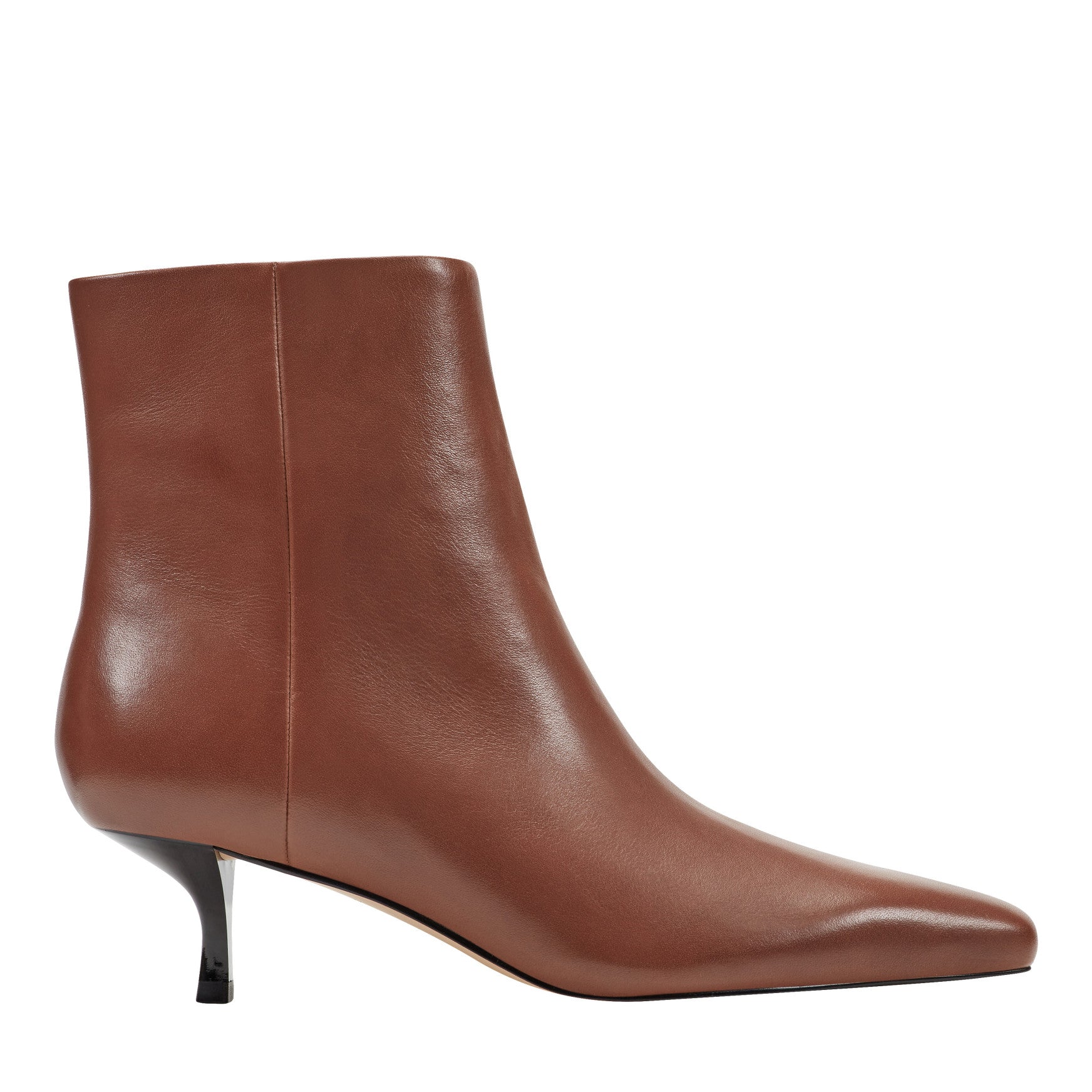 Marc Fisher Kiona Kitten Heel Leather Ankle Bootie - Cognac Leather