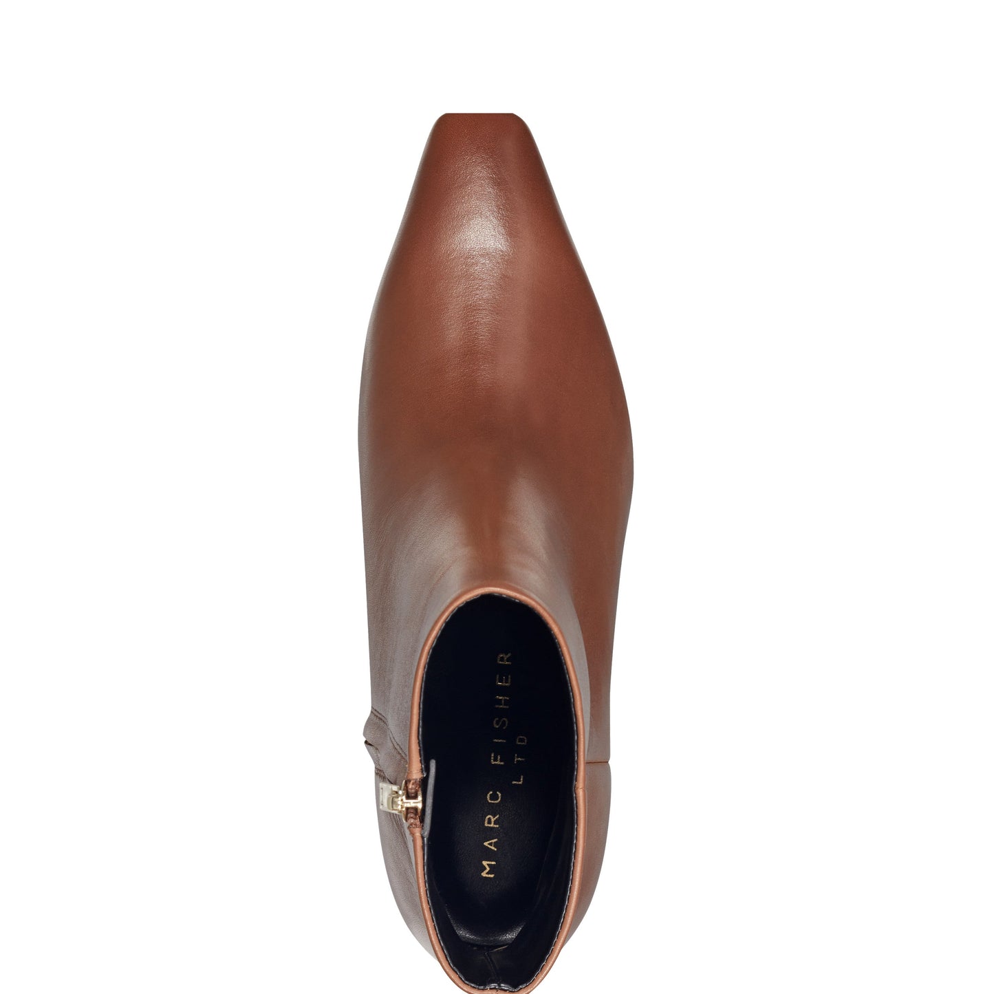 Marc Fisher Kiona Kitten Heel Leather Ankle Bootie - Cognac Leather