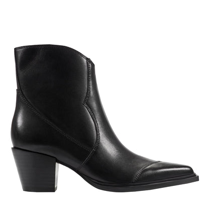Marc Fisher Giulie Western Leather Ankle Bootie - Black Leather