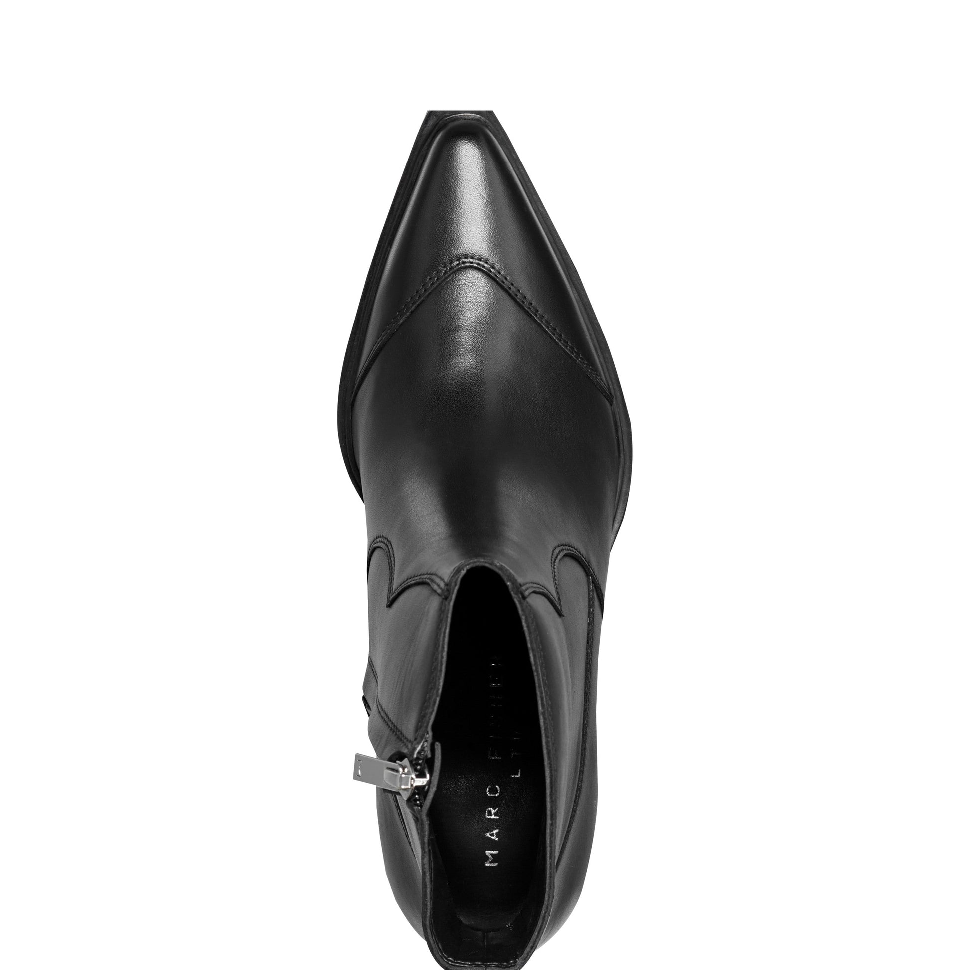 Marc Fisher Giulie Western Leather Ankle Bootie - Black Leather