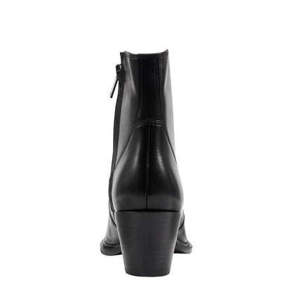 Marc Fisher Giulie Western Leather Ankle Bootie - Black Leather