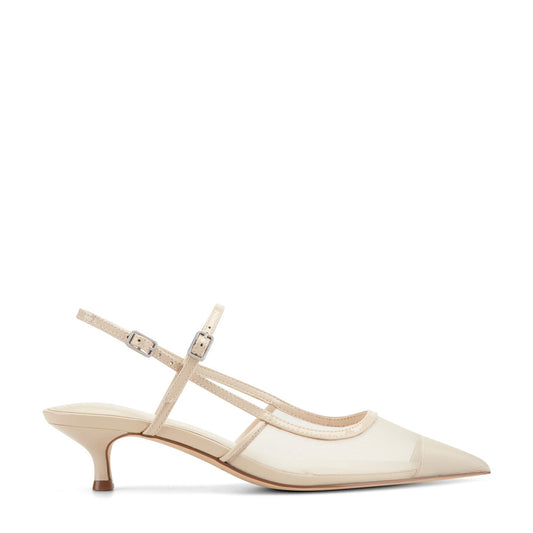 Marc Fisher Ceddy Kitten Heel Slingback Pump - White Mesh