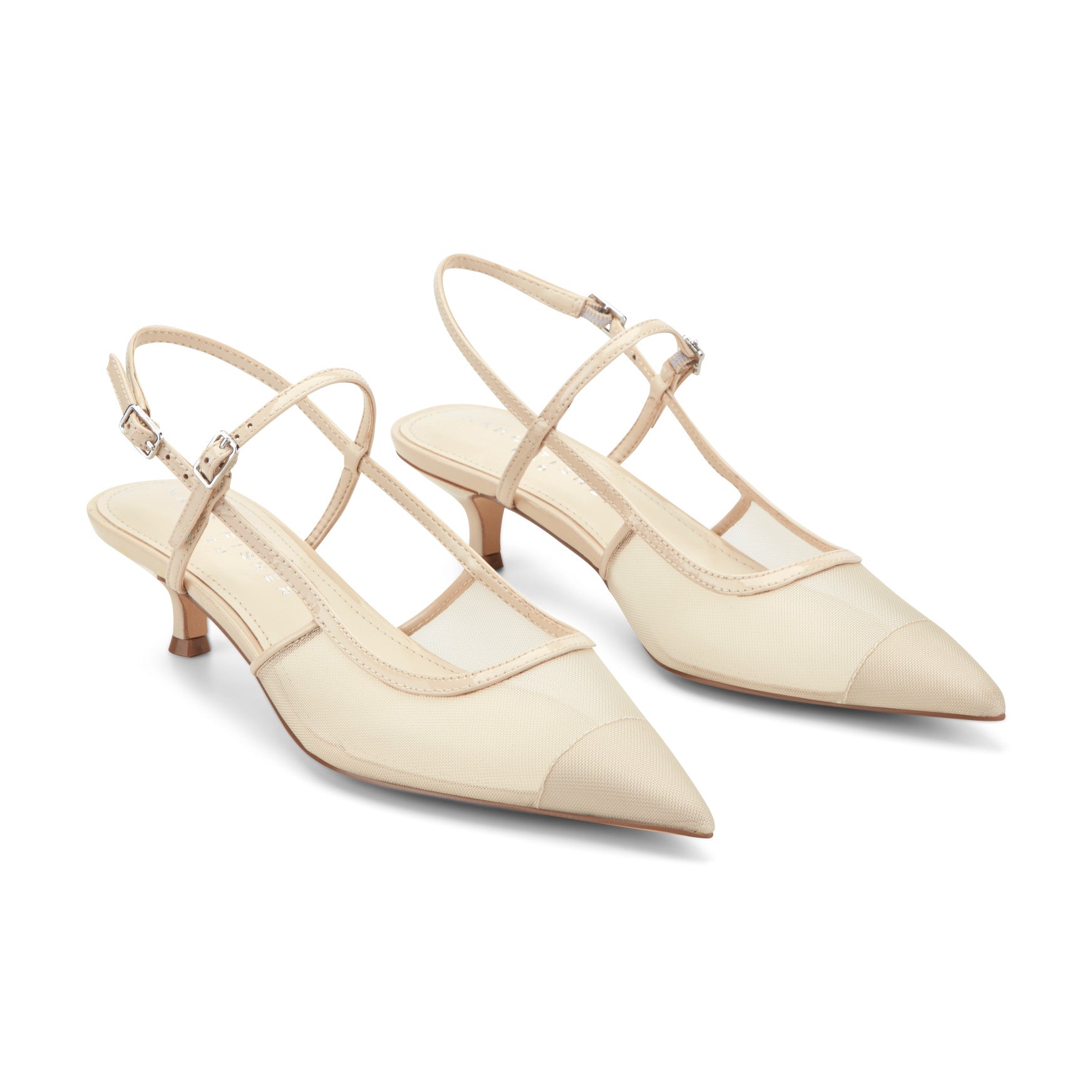 Marc Fisher Ceddy Kitten Heel Slingback Pump - White Mesh