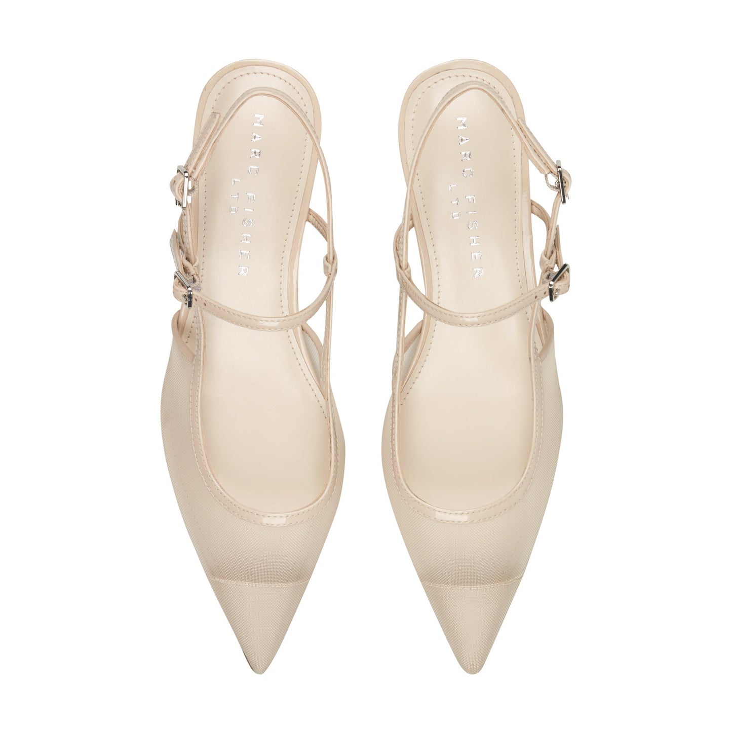 Marc Fisher Ceddy Kitten Heel Slingback Pump - White Mesh