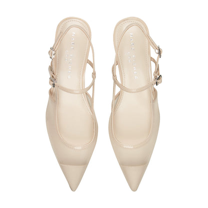 Marc Fisher Ceddy Kitten Heel Slingback Pump - White Mesh