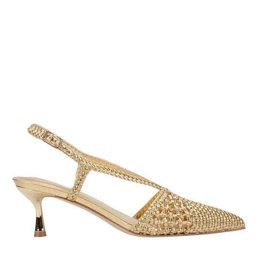 Marc Fisher Reagan Woven Leather Pump - Gold Leather