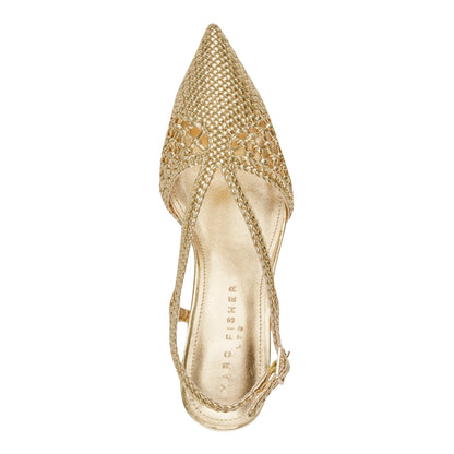 Marc Fisher Reagan Woven Leather Pump - Gold Leather