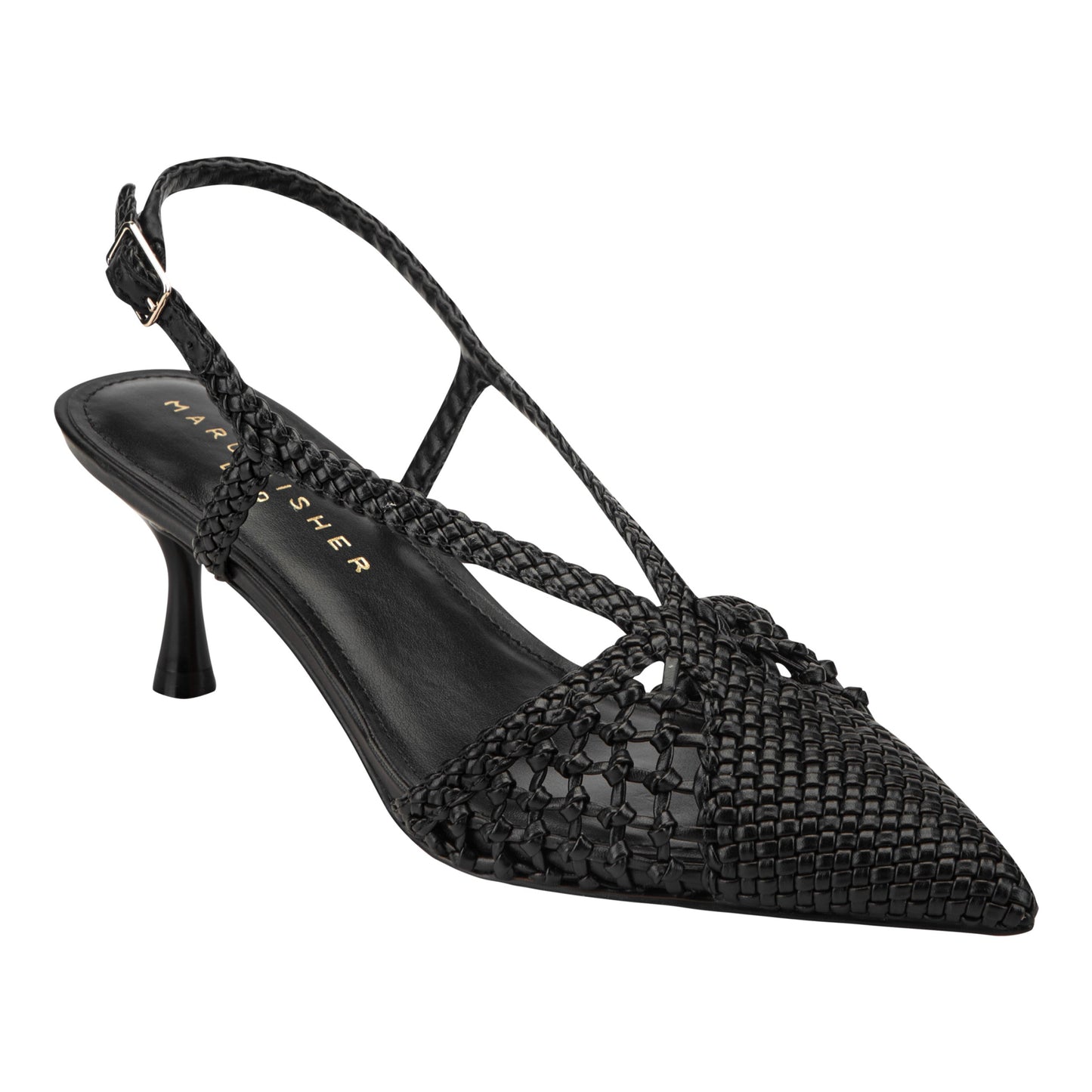 Marc Fisher Reagan Woven Leather Pump - Black Leather