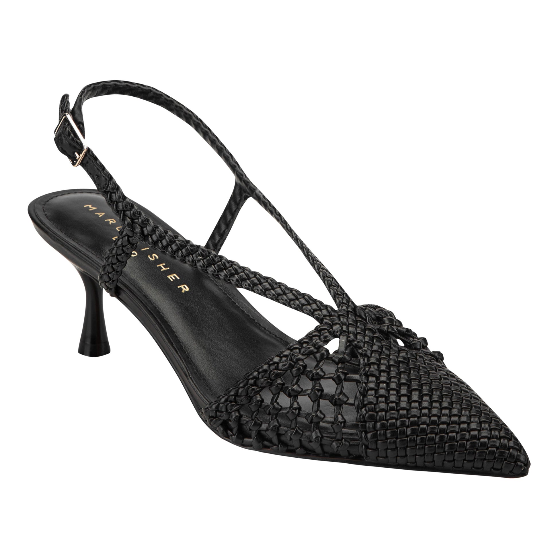 Marc Fisher Reagan Woven Leather Pump - Black Leather